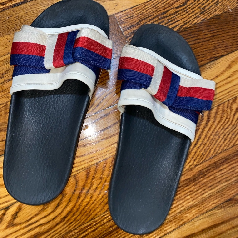 Sylvie Satin Web Bow Slides Flats
